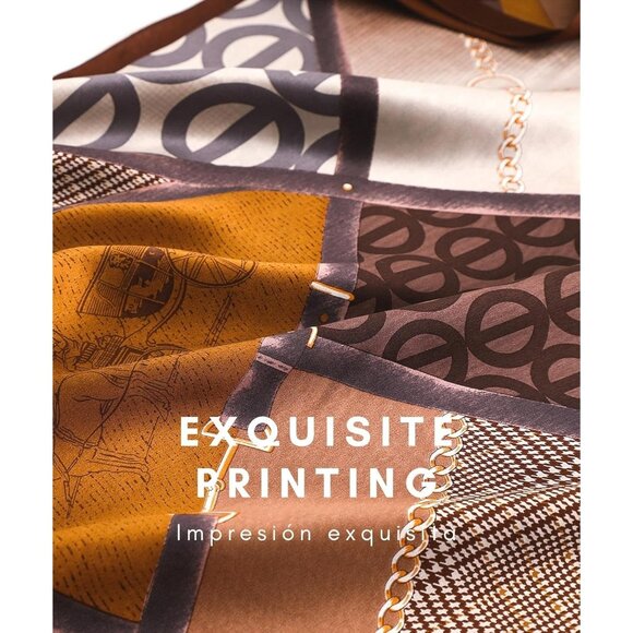 🆕 Women Brown Mulberry Silk Long Scarf Large Oblong Shawl Head Neck Hair Wrap - Picture 5 of 5